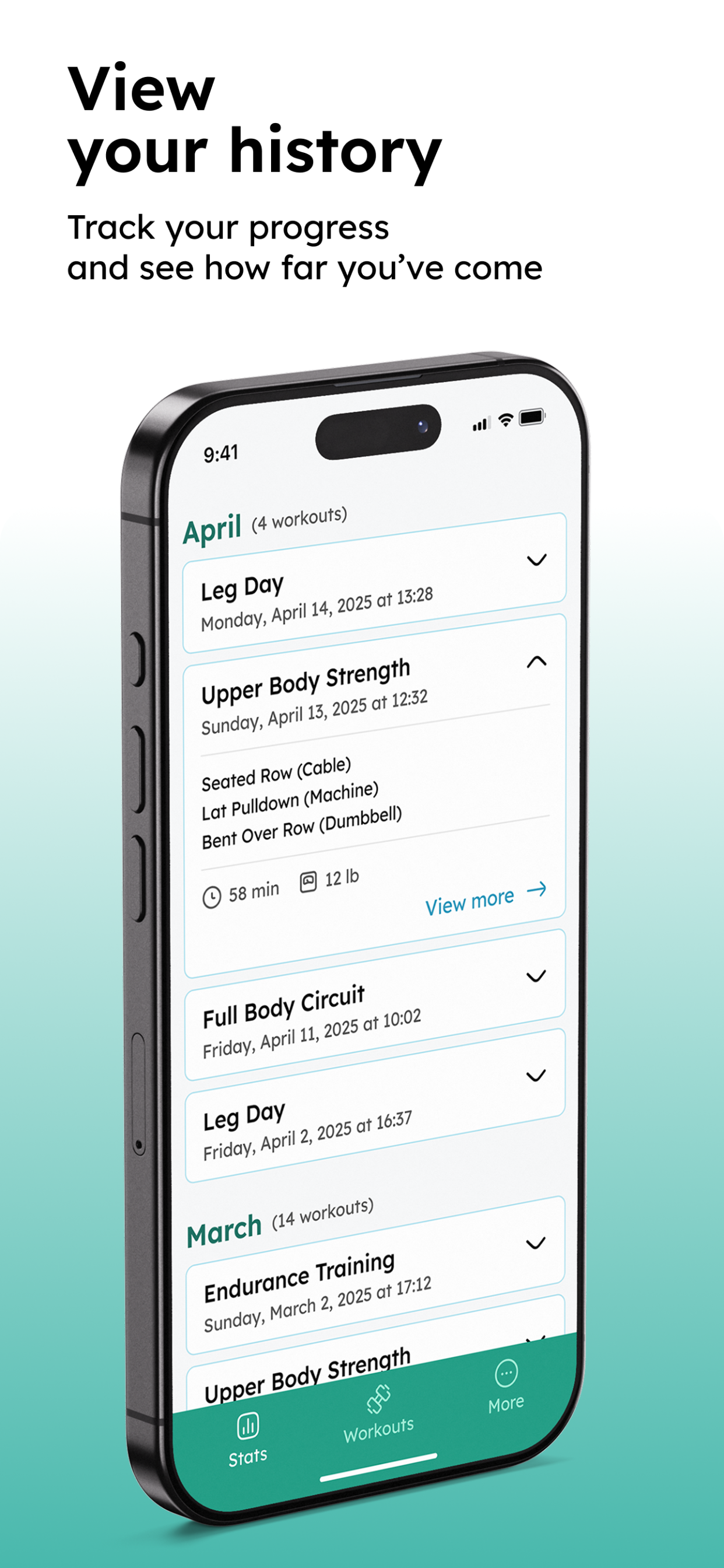OPA Fit — View workout history screen